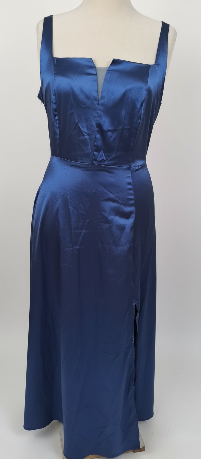 Robe satinée bleu