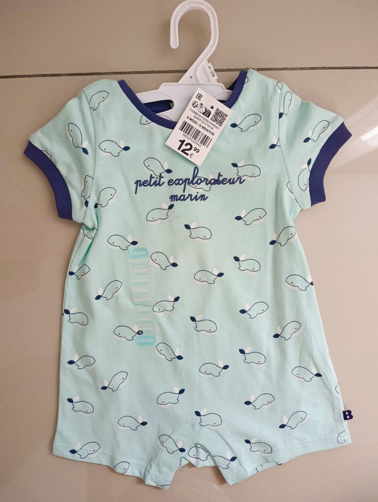 Combinaison d'été bébé 6 mois avec étiquette jamais portée
