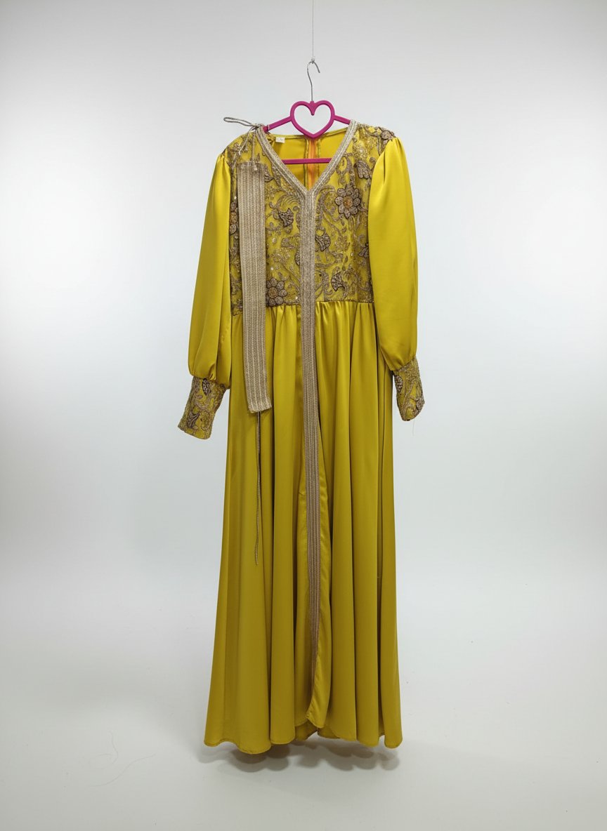 Caftan jaune moutarde 