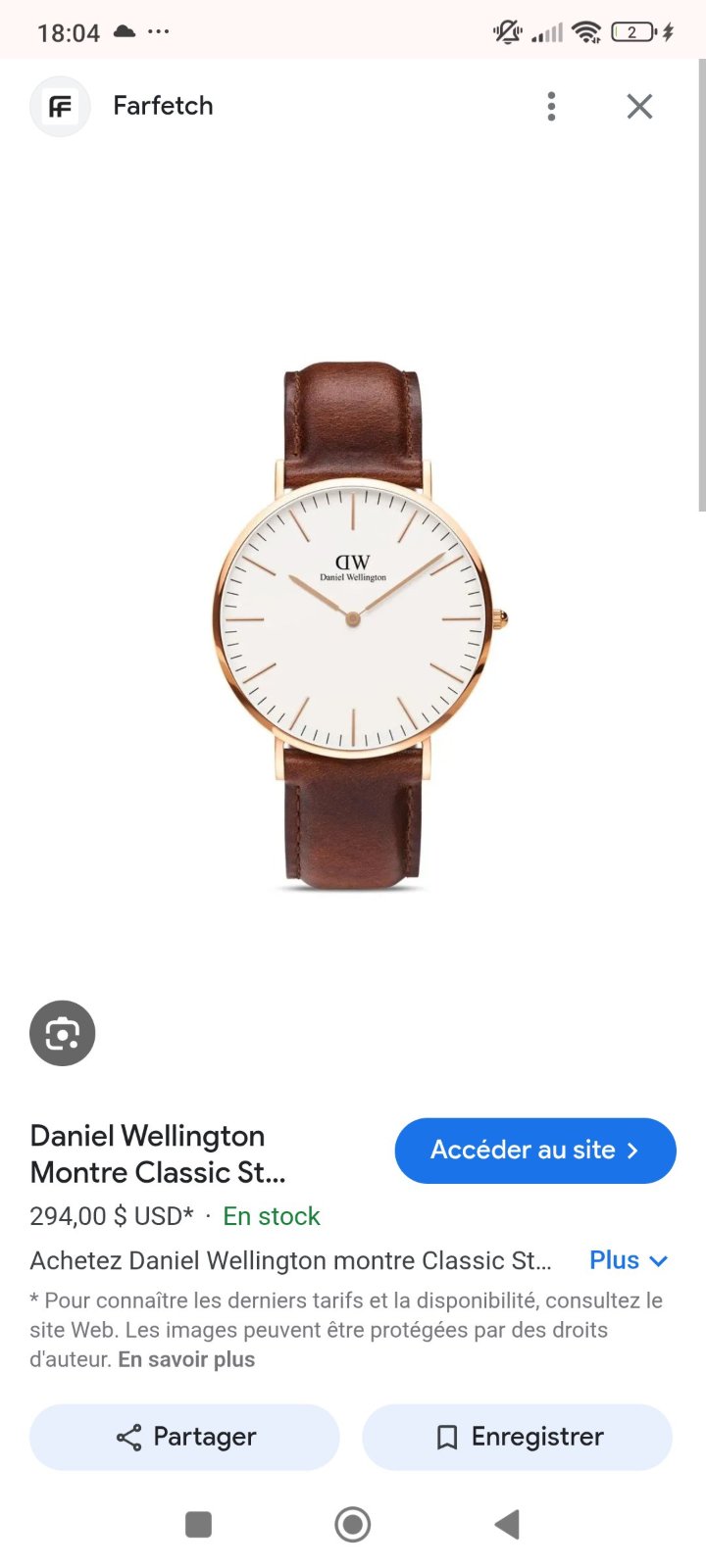 Montre Daniel Wellington authentique excellent état avec ceinture neuve jamais utilisée 