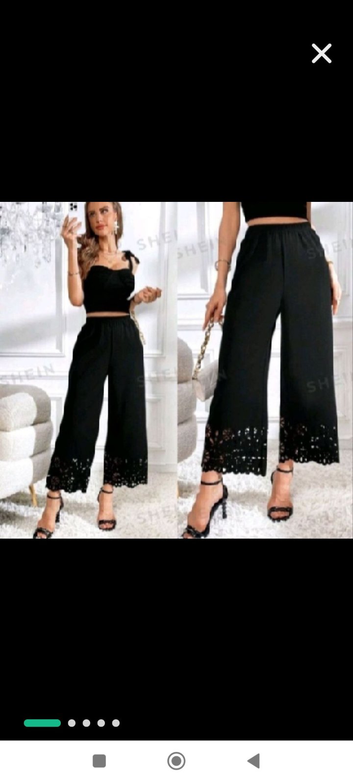 Pantalon noir avec broderie en bas Shein