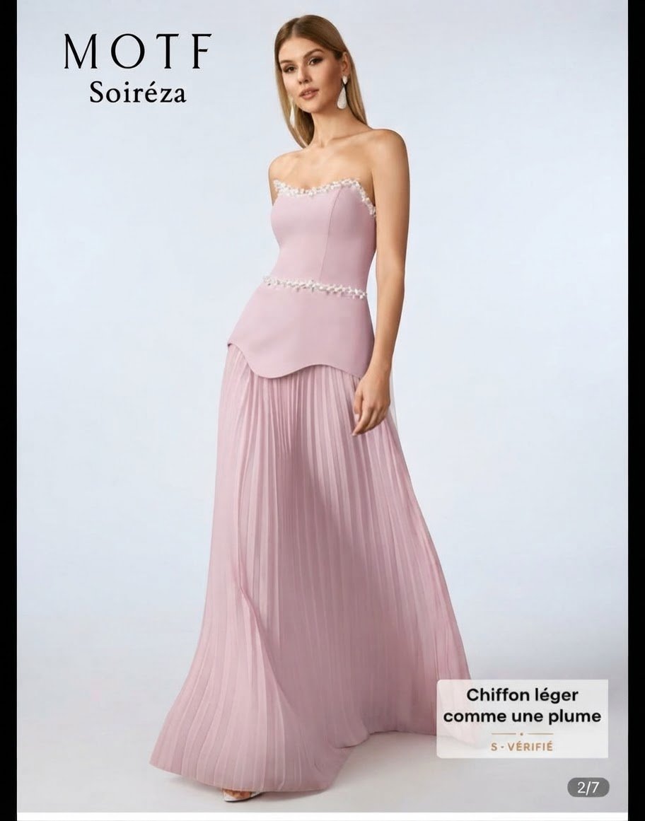 Robe soirée shein motf rose poudré taille L neuf avec étiquette 
