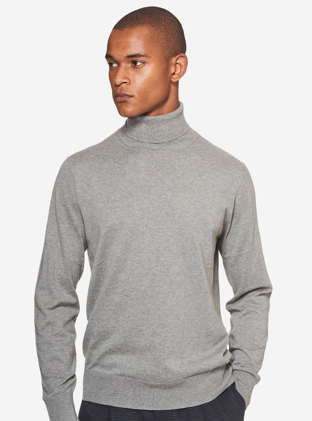 Pull col roulé gris chiné taille L