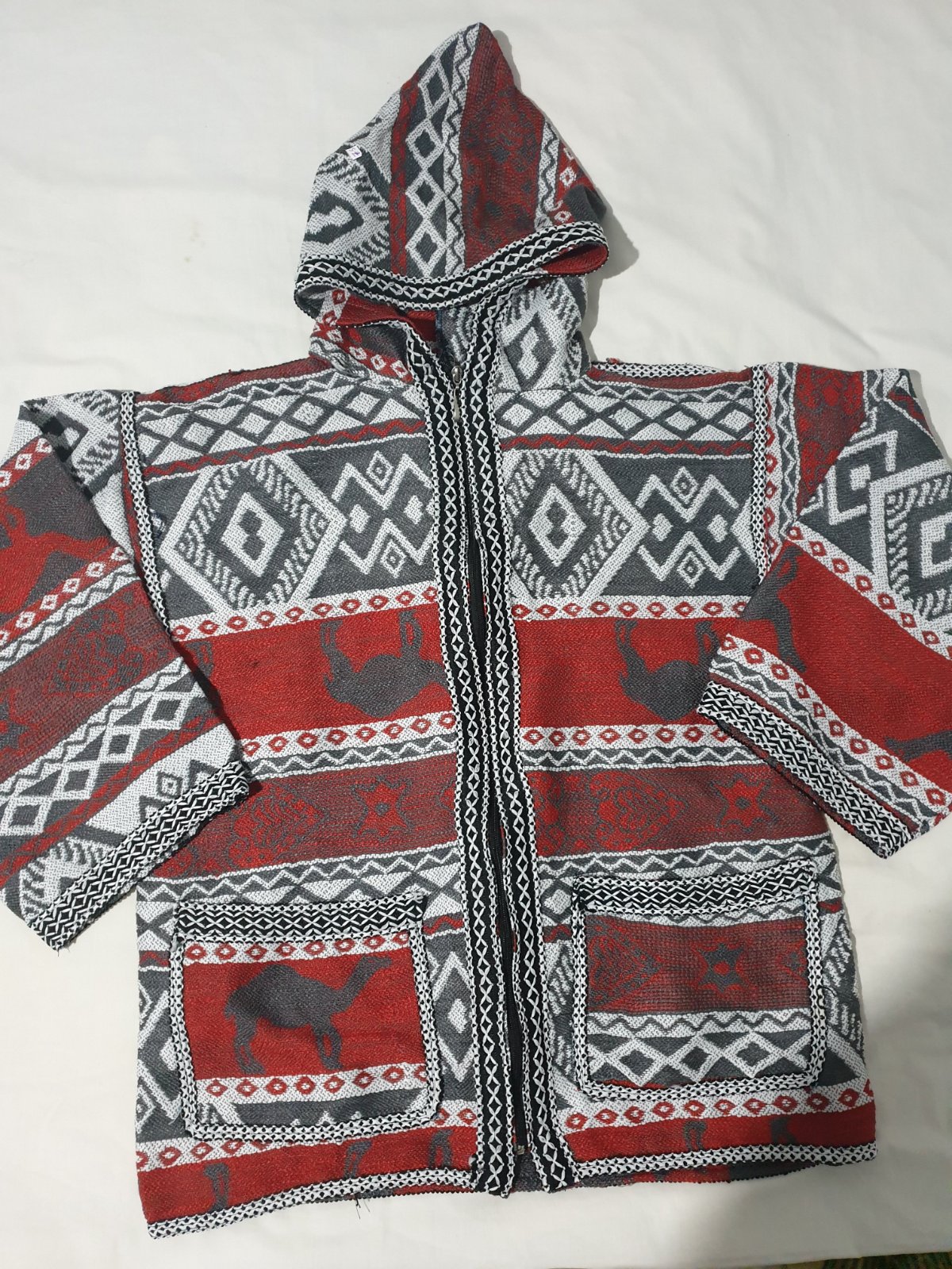 Kachabiye ou veste berbère unisexe en laine avec capuche taille unique 