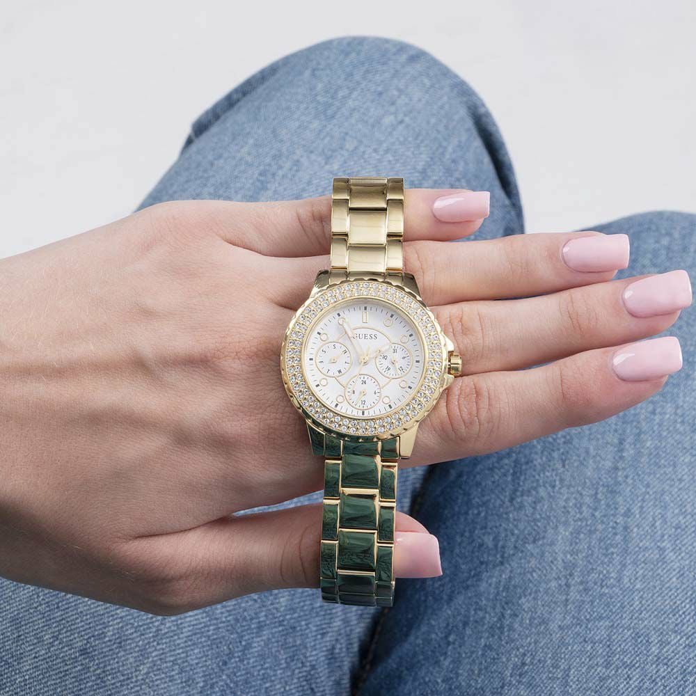 Montre Guess Crown Jewel dorée (référence GW0410L2) authentique jamais utilisée 