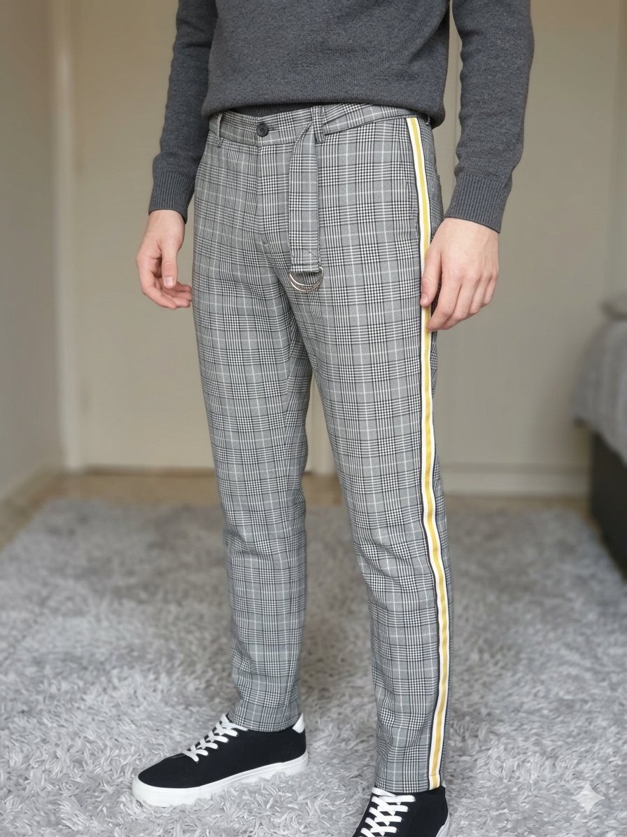 Pantalon carreaux hamadi abid avec ceinture taille 38