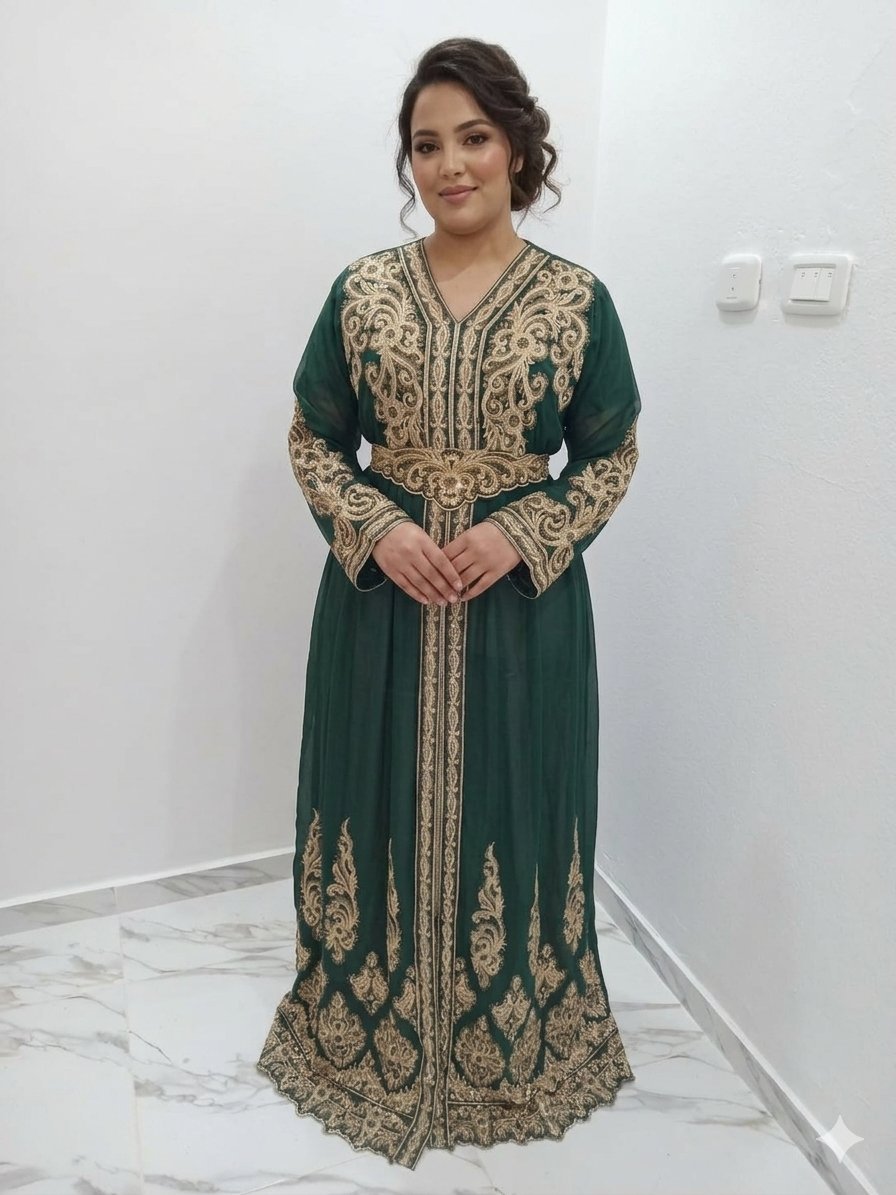 Caftan vert et doré taille 44 46