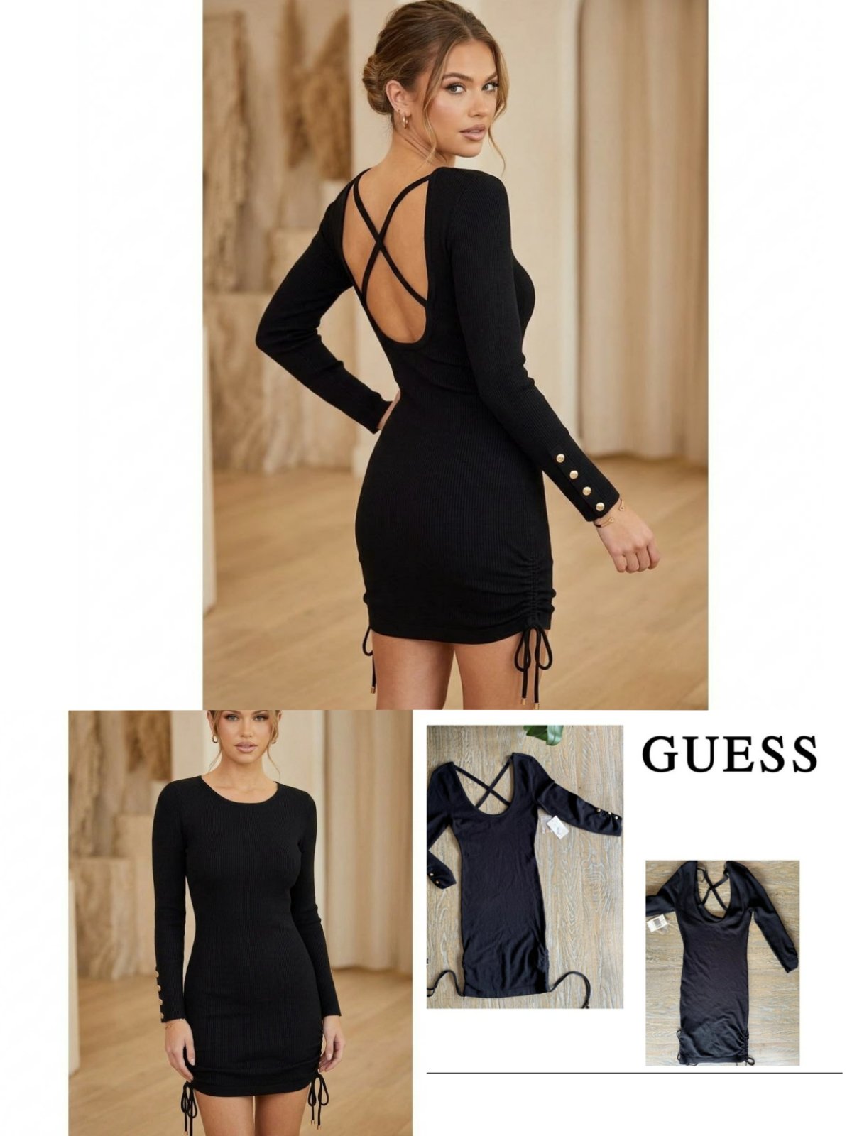 Rbe noire guess authentique en laine taille S
