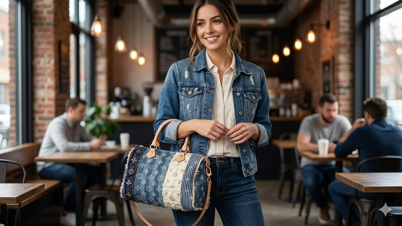 Un sac Louis Vuitton Speedy 30 en denim patchwork 