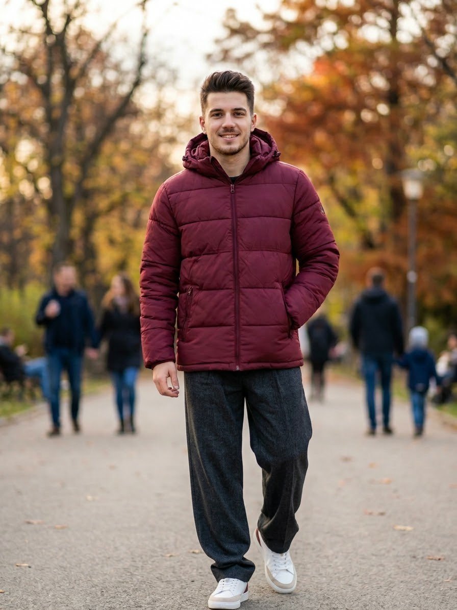 Doudoune HA rouge bordeaux taille s 