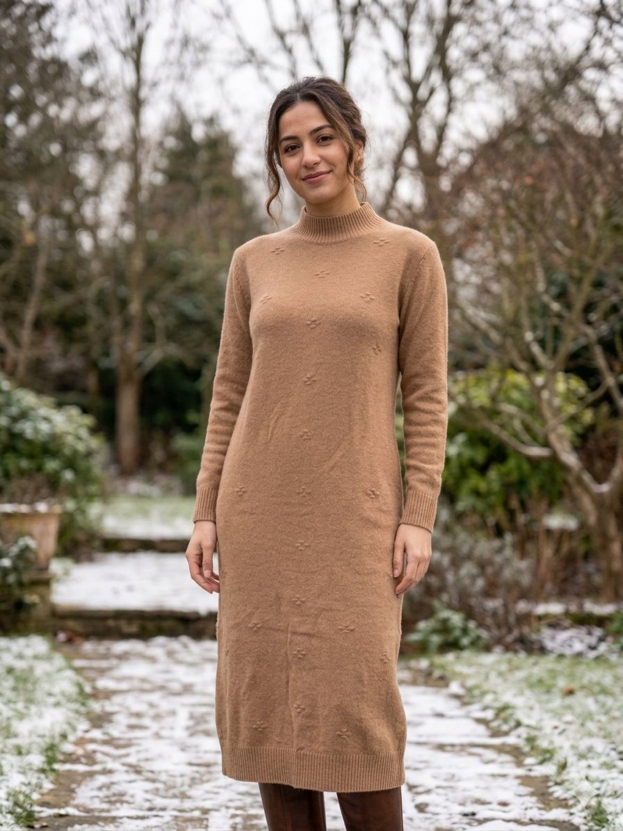 Robe camel en laine importé taille unique neufs 