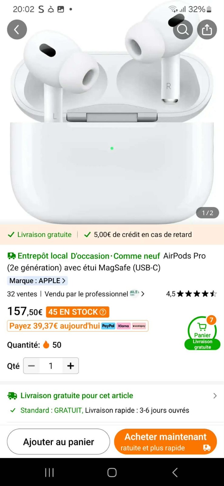Apple Air pods pro 2ème génération importé 