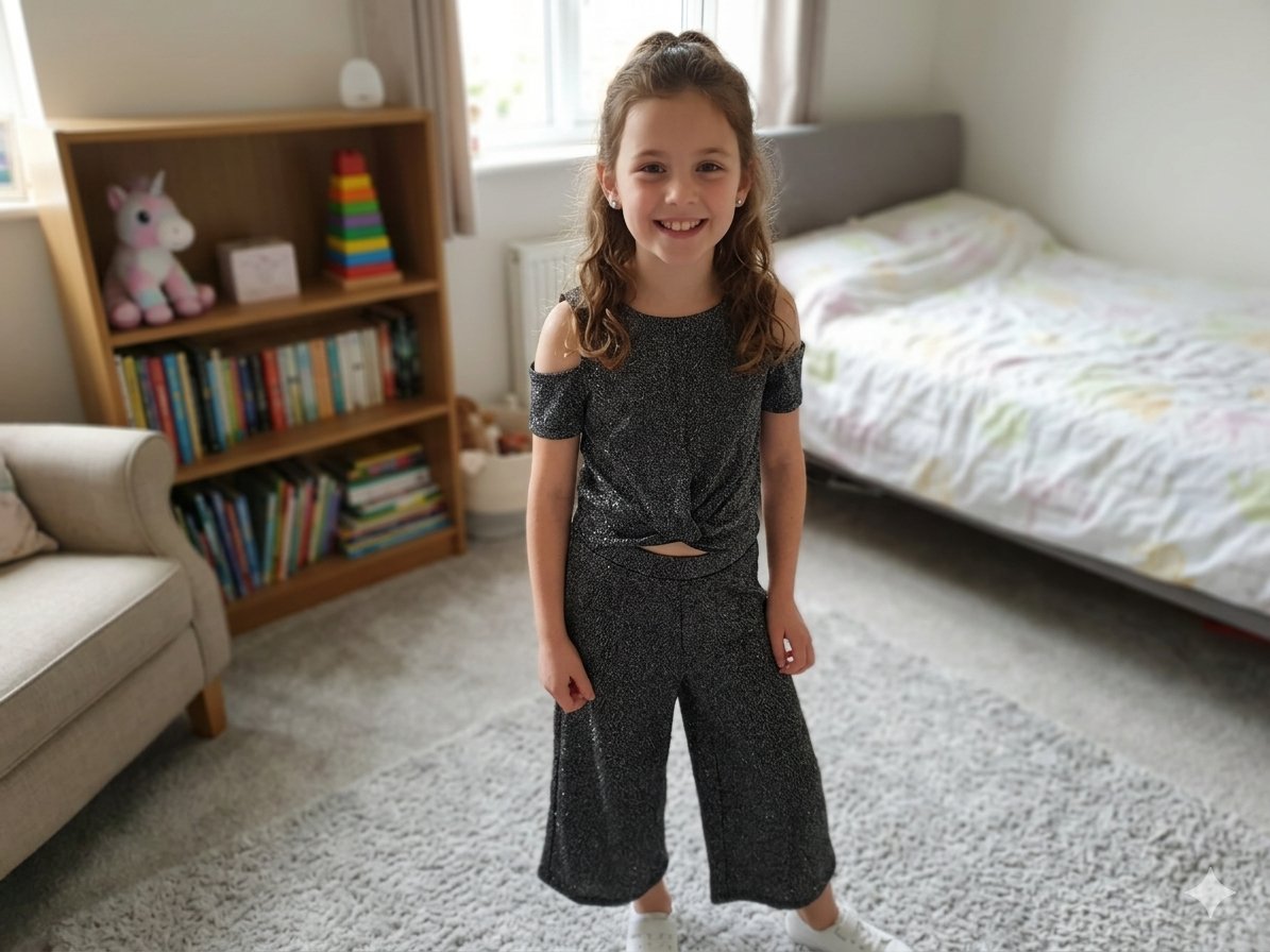 Ensemble set pantalon et pull argenté taille 8/9 ans 