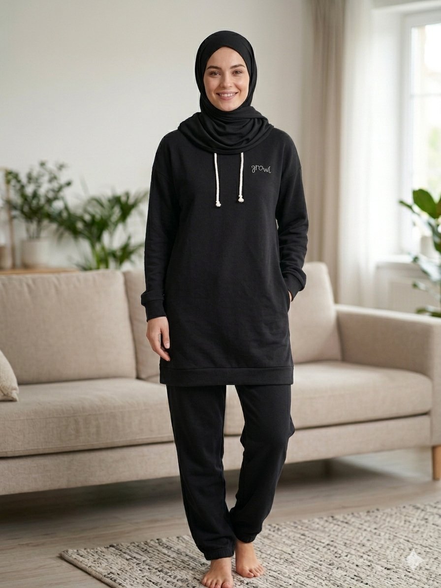 Ensemble noire tissu fluide M/L