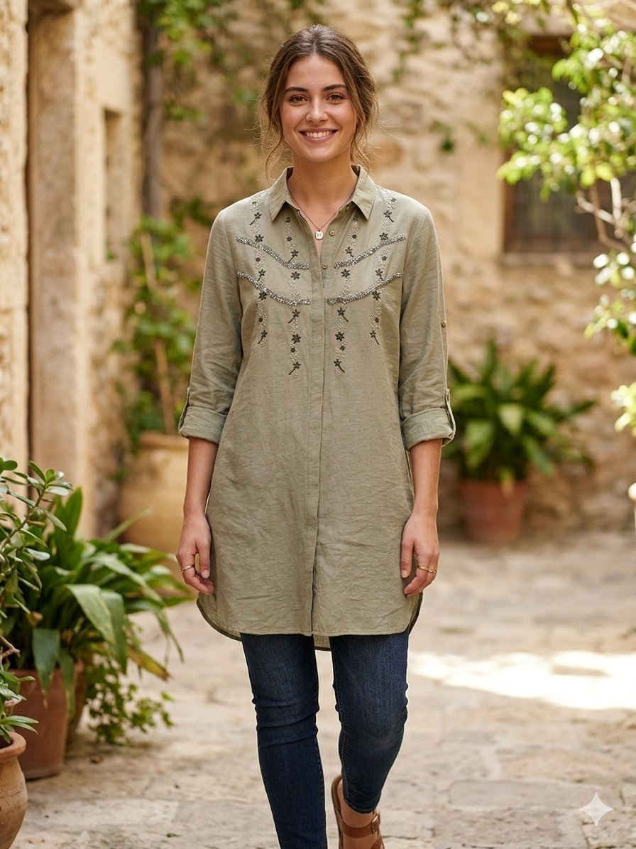 Chemise brodée saloon taille M