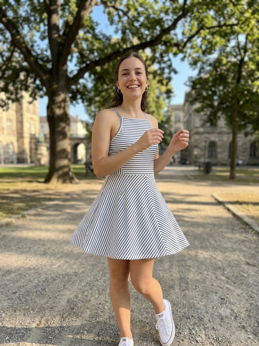 Robe patineuse H&M Divided à rayures noires et blanches avec bretelles fines taille 42