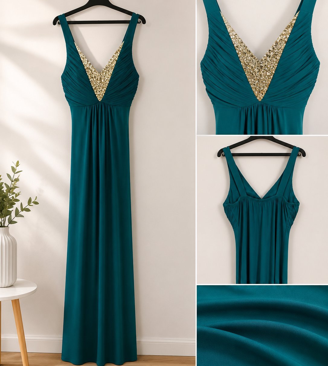 Robe Longue de Soirée Bleu Canard