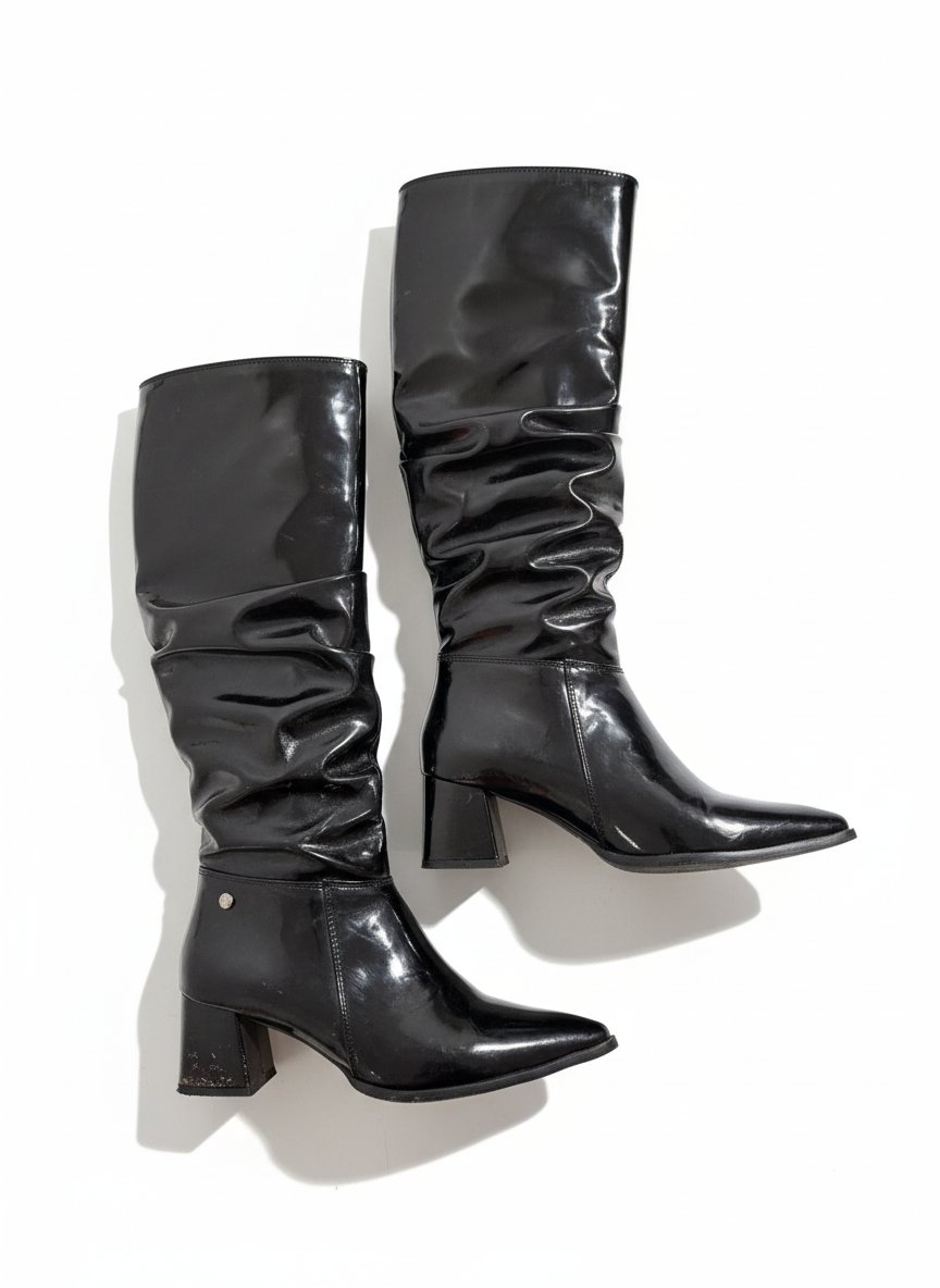 Bottes demi talon noir vernis