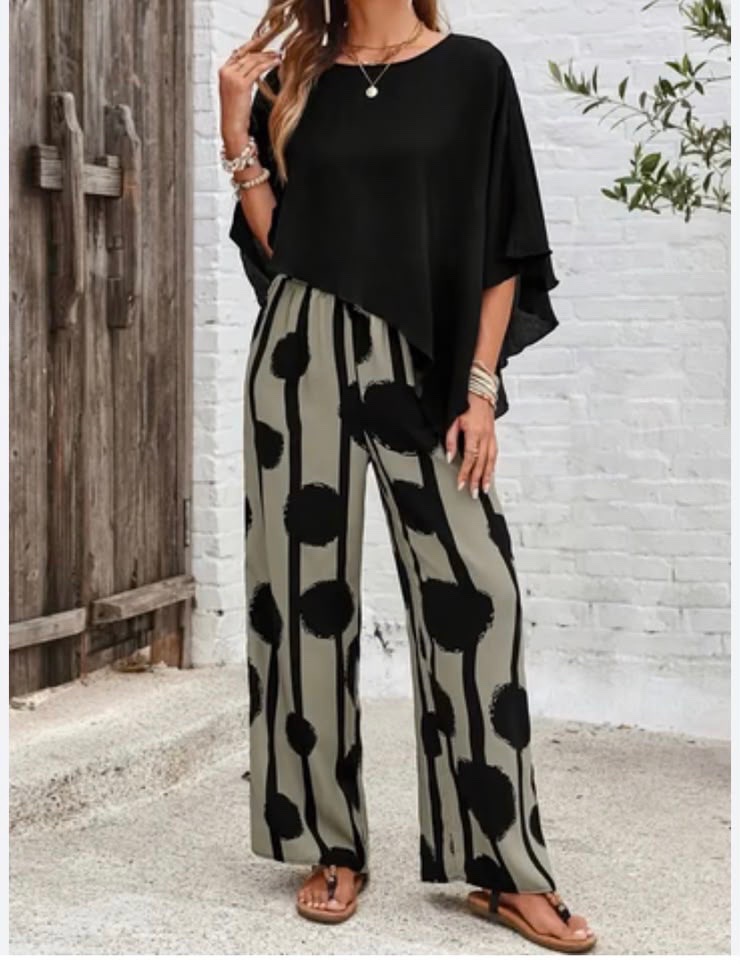 Pantalon large shein taille S + un top noir taille S/M 