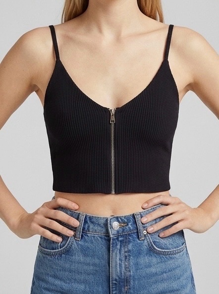 Top noir zippé Zara