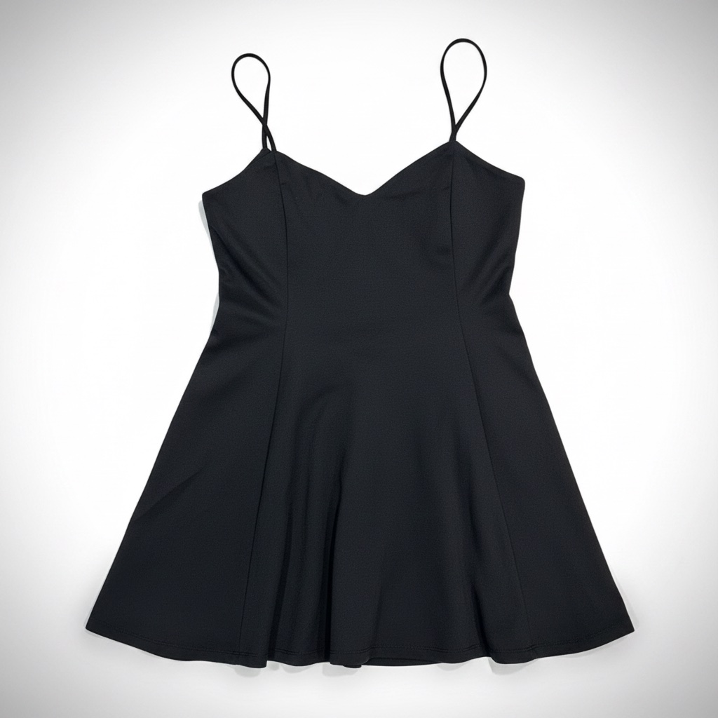 Robe noire fluide à fines bretelles