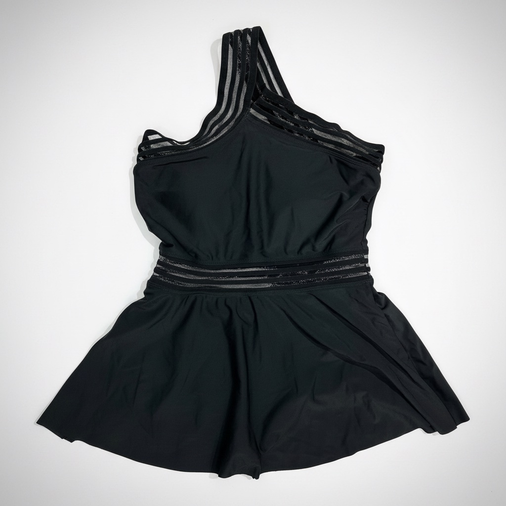 Maillot de bain robe asymétrique noir