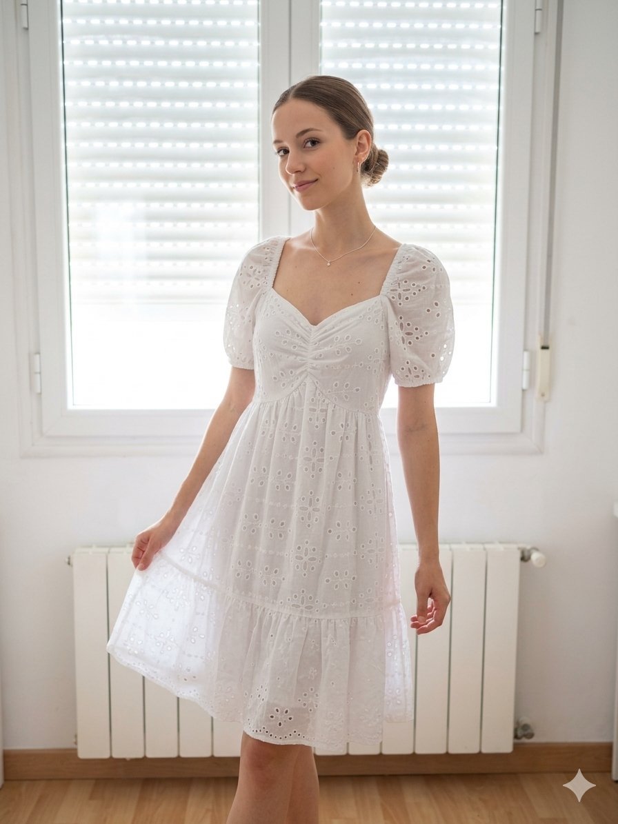 ​Robe blanche en broderie anglaise