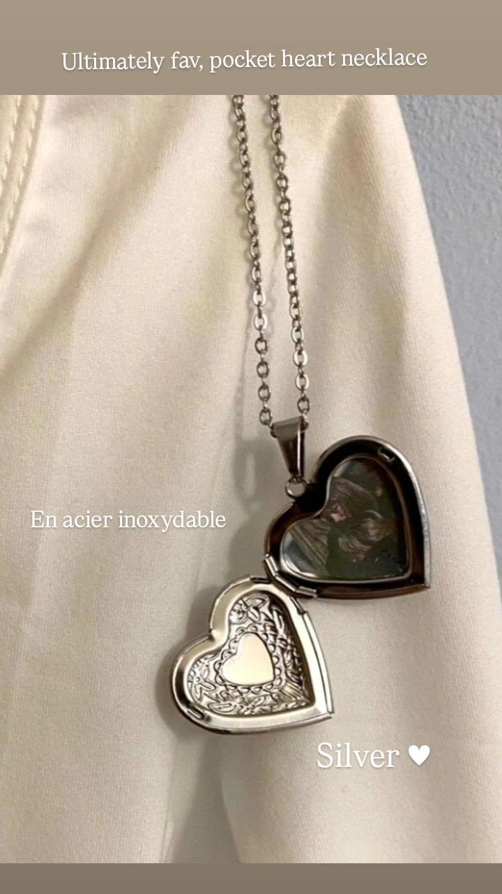 Heart pocket necklace en acier inoxydable 