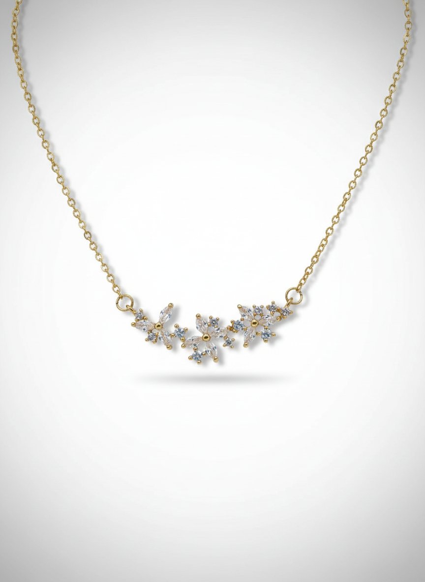 Collier neuf en acier inoxydable fleurs 