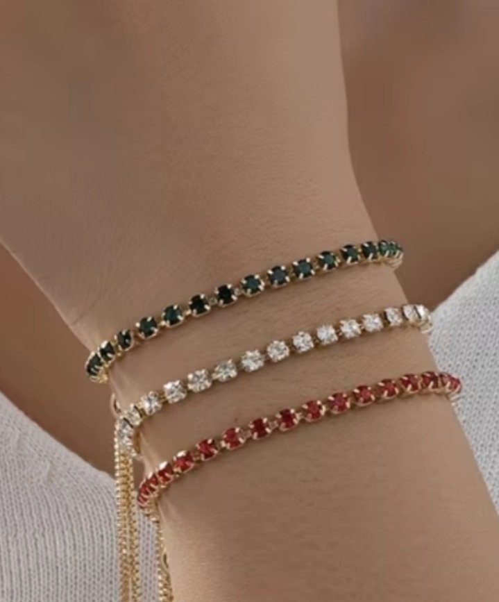 Set 2 Bracelets tennis ( rouge et vert foncé) 