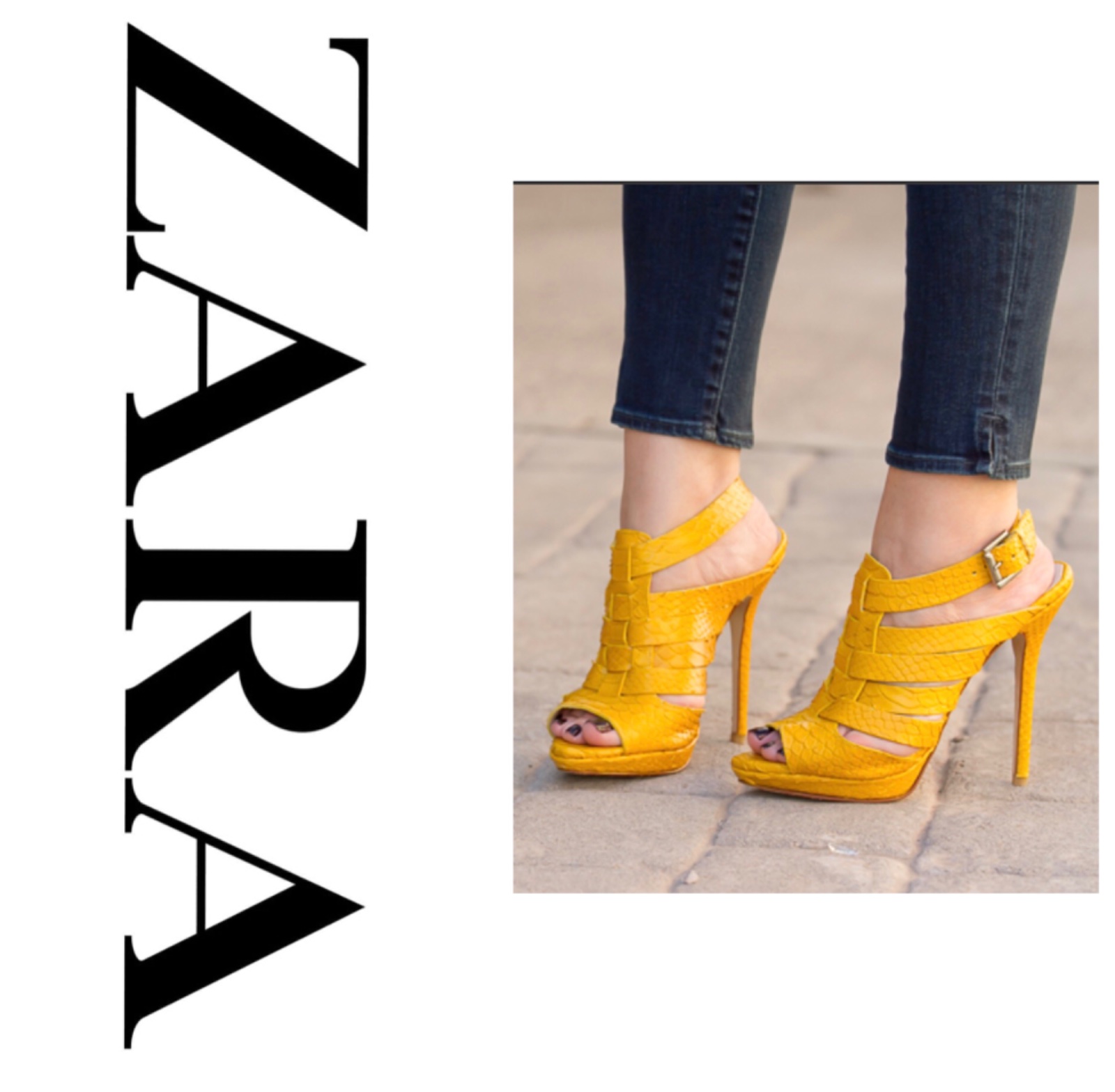 Sandales à talons jaunes Zara💛💛