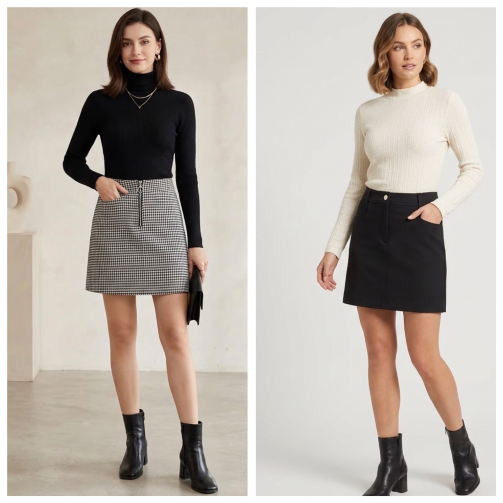 2 petites jupes taille S ( noir + petit pies de poule )