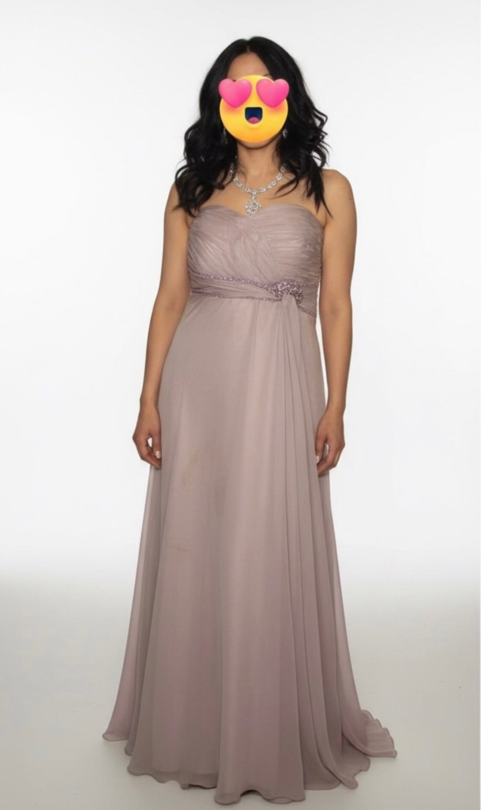 Robe soirée longue en mousseline rose poudre 3al violet clair taille 40      