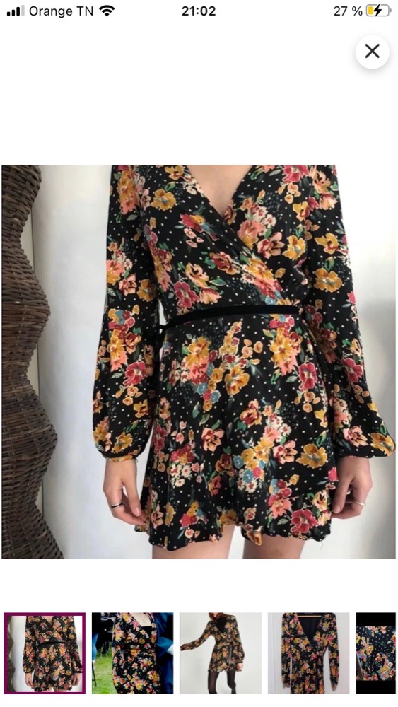 Combichort ZARA fleurie manche longue tlabbis 7atta 38 