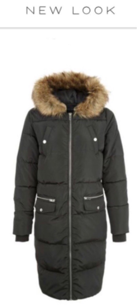 Doudoune longue  Vert militaire a capuche et bordure en fausse fourrure marque New Look taille 12 tlabbis 42/44 neuf avec etiquette 