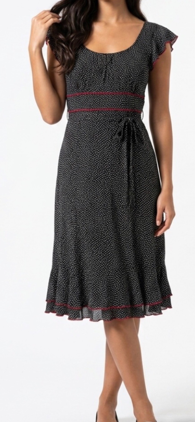 Robe Mi-longue Sandro Ferrone imrimé à petits pois noir et blancs taille 38 w tlabbis 40
