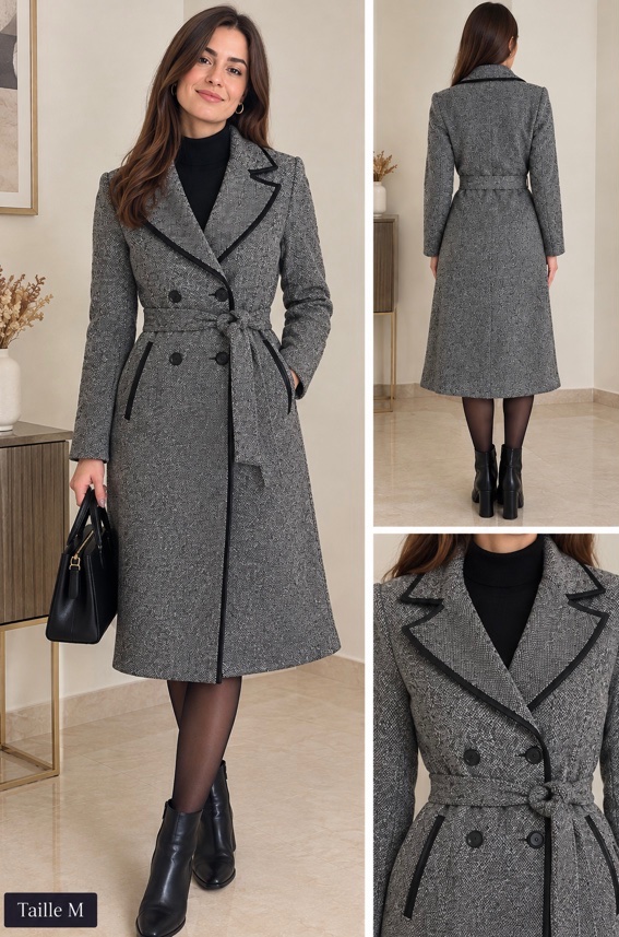 Elégant manteau MNG gris chiné 
