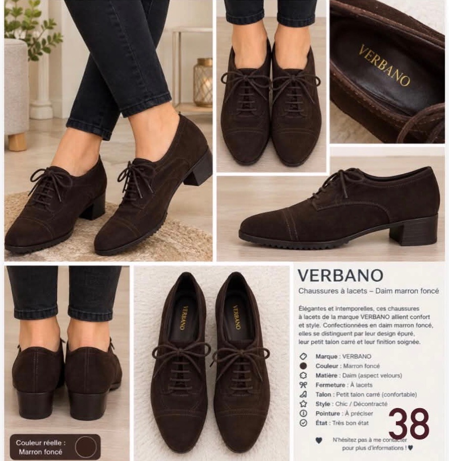 Chaussure à lacets VERBANO marron foncé🤎en trés bon état 