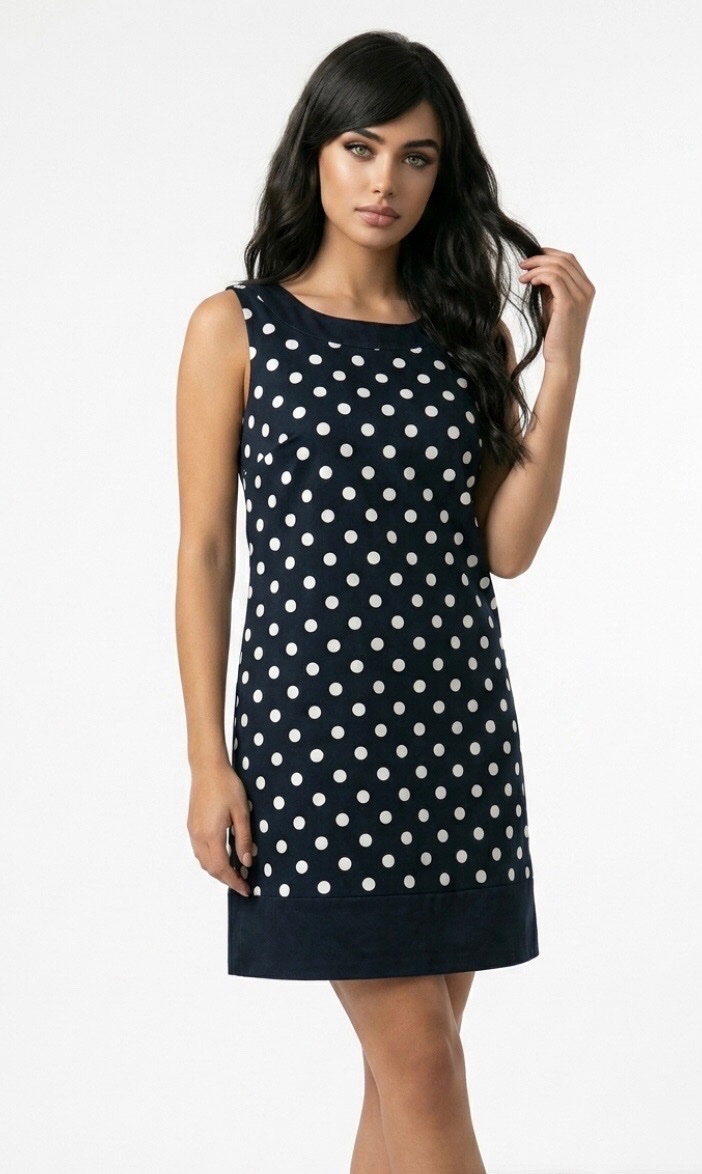 Jolie robe à pois  noir et beige 