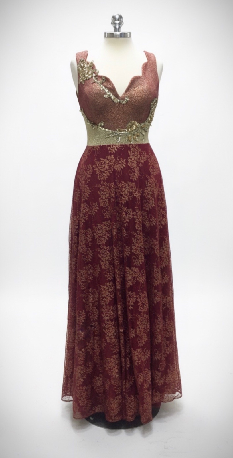 Robe soirée style traditionnelle made in turquie 🇹🇷taiile 36/38 neuve Bordeaux  dorée  neuve 