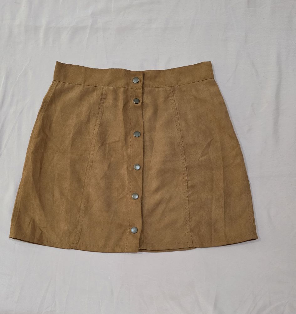 Jupe en faux suède camel
