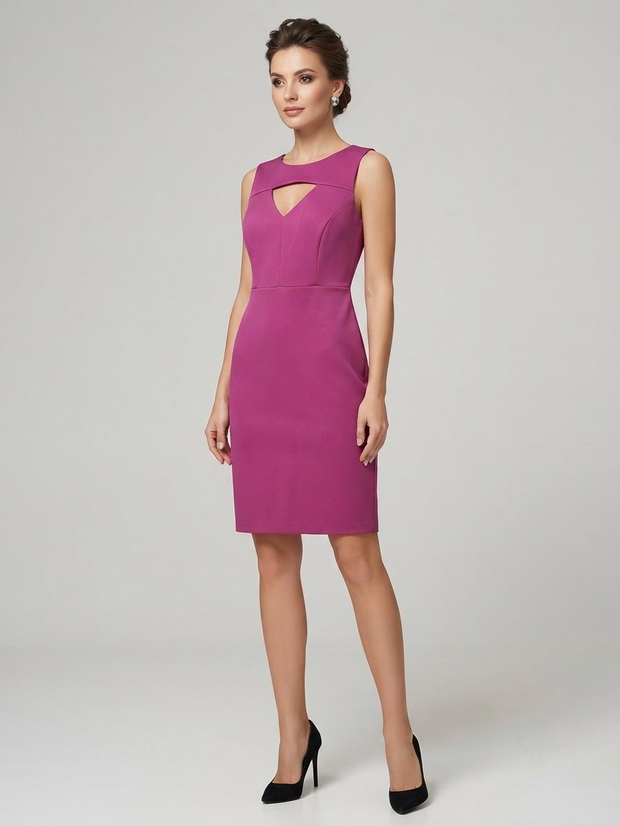 Robe fourreau élégante magenta "INCITY GOLD" - Taille S