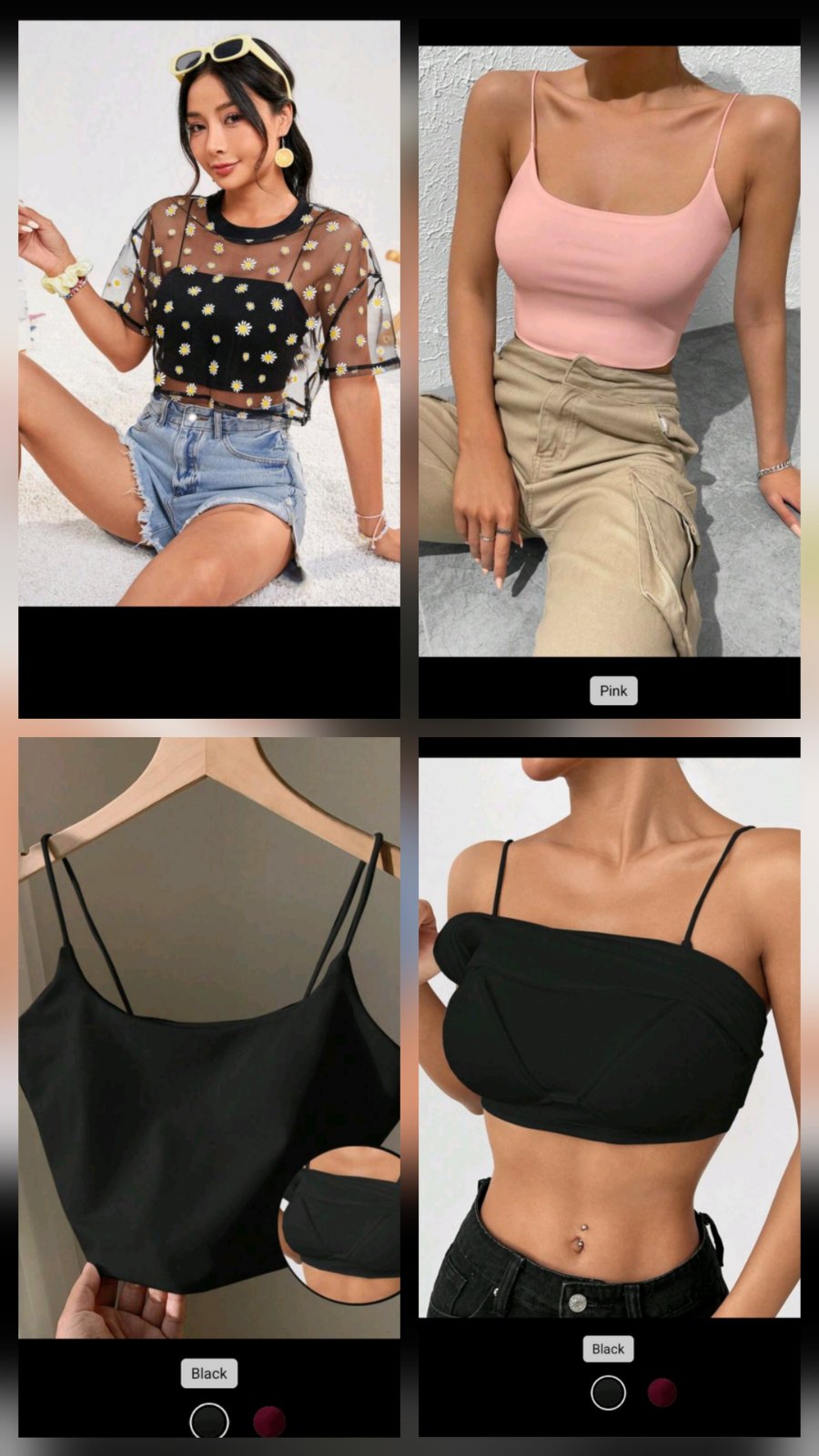 Pack 2 cami tops and daisy sheer top