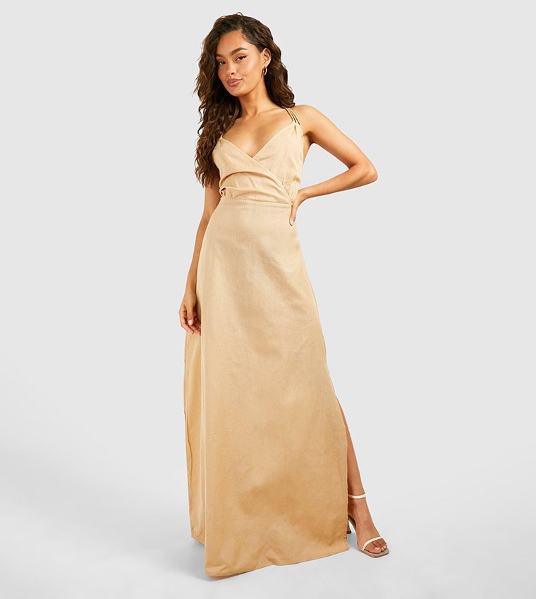 Boohoo linen maxi dress