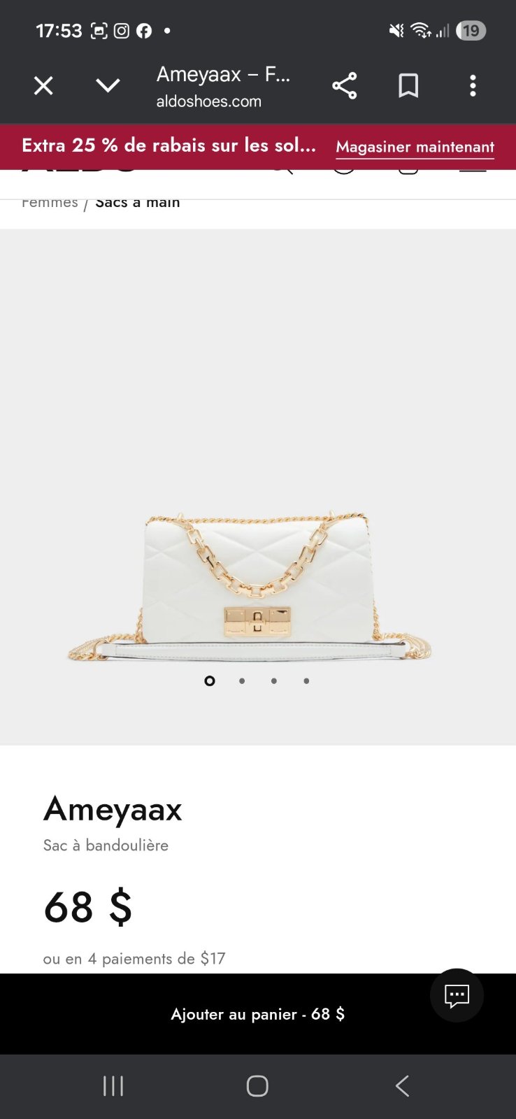 Sac blans aldo tres elegant 