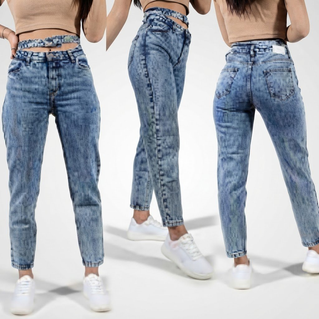 Jeans a double ceinture 