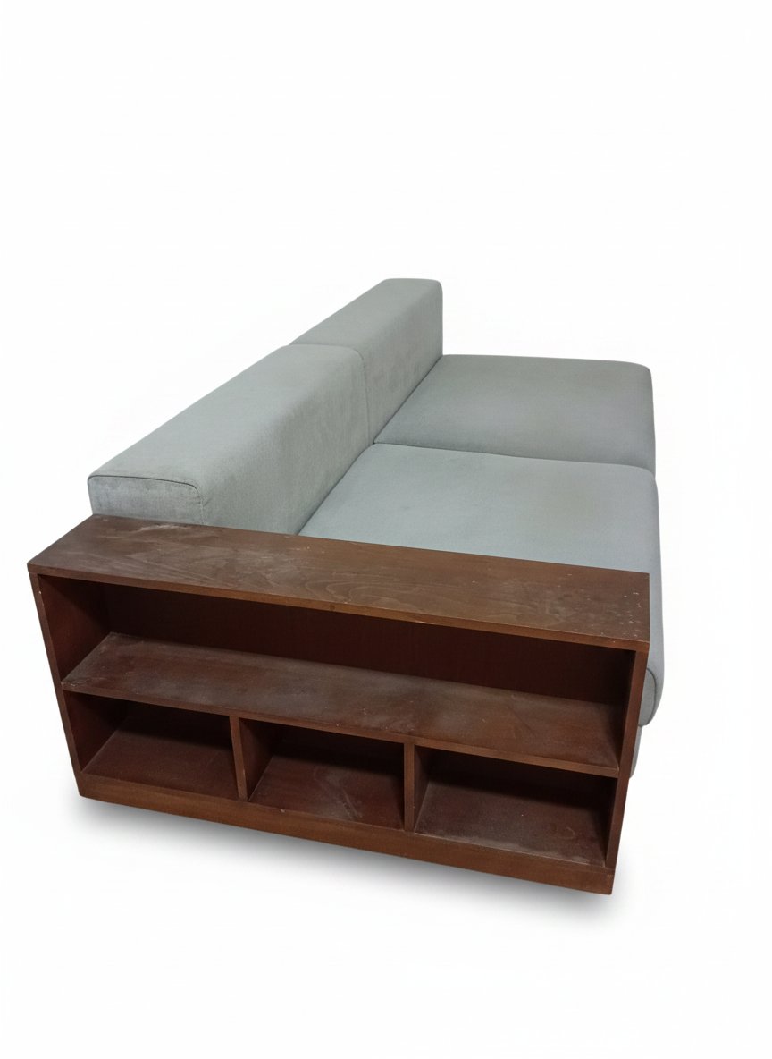 À vendre – Deux canapés gris avec structure en bois