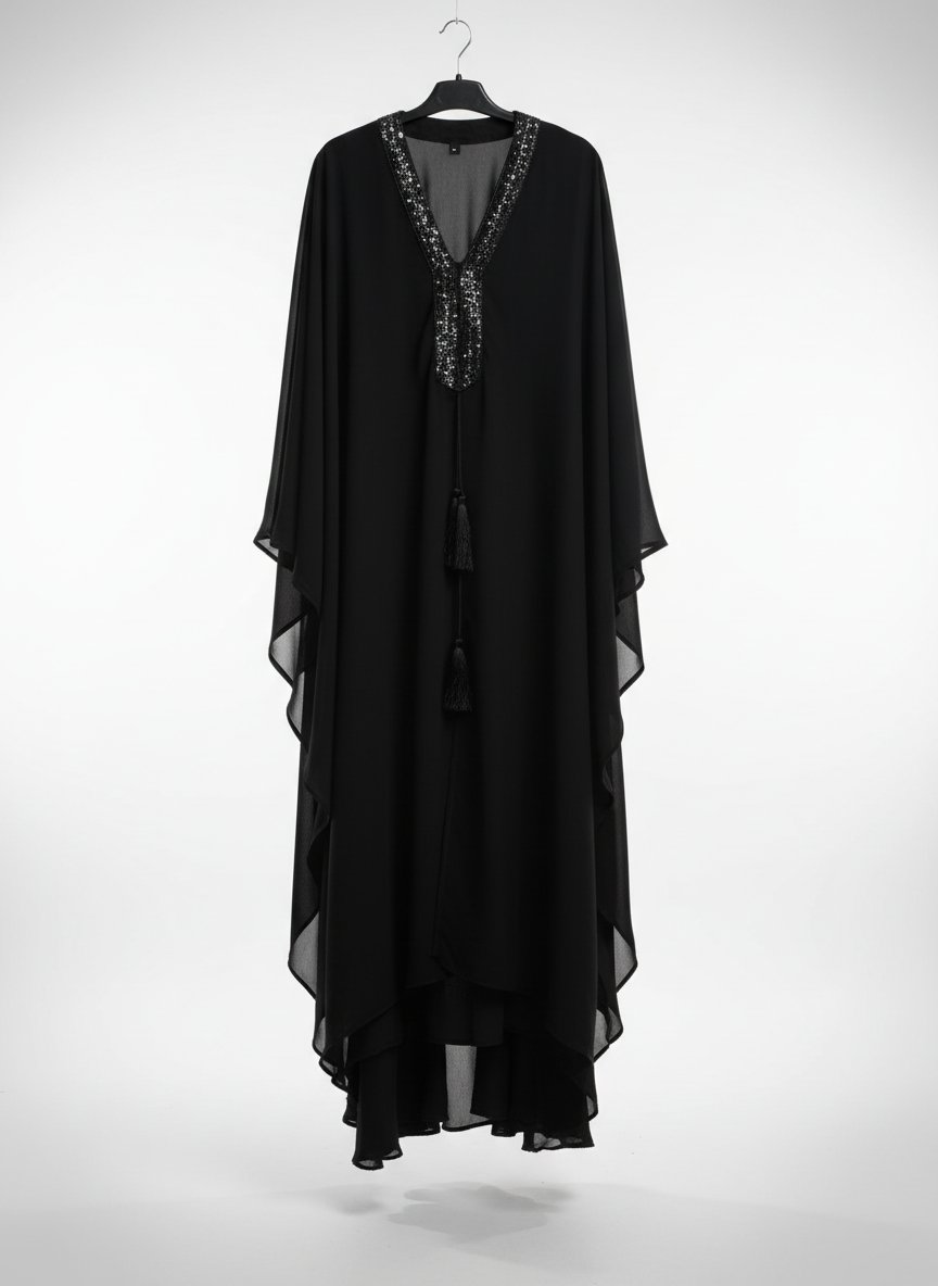 Abaya noir à coupe papillon