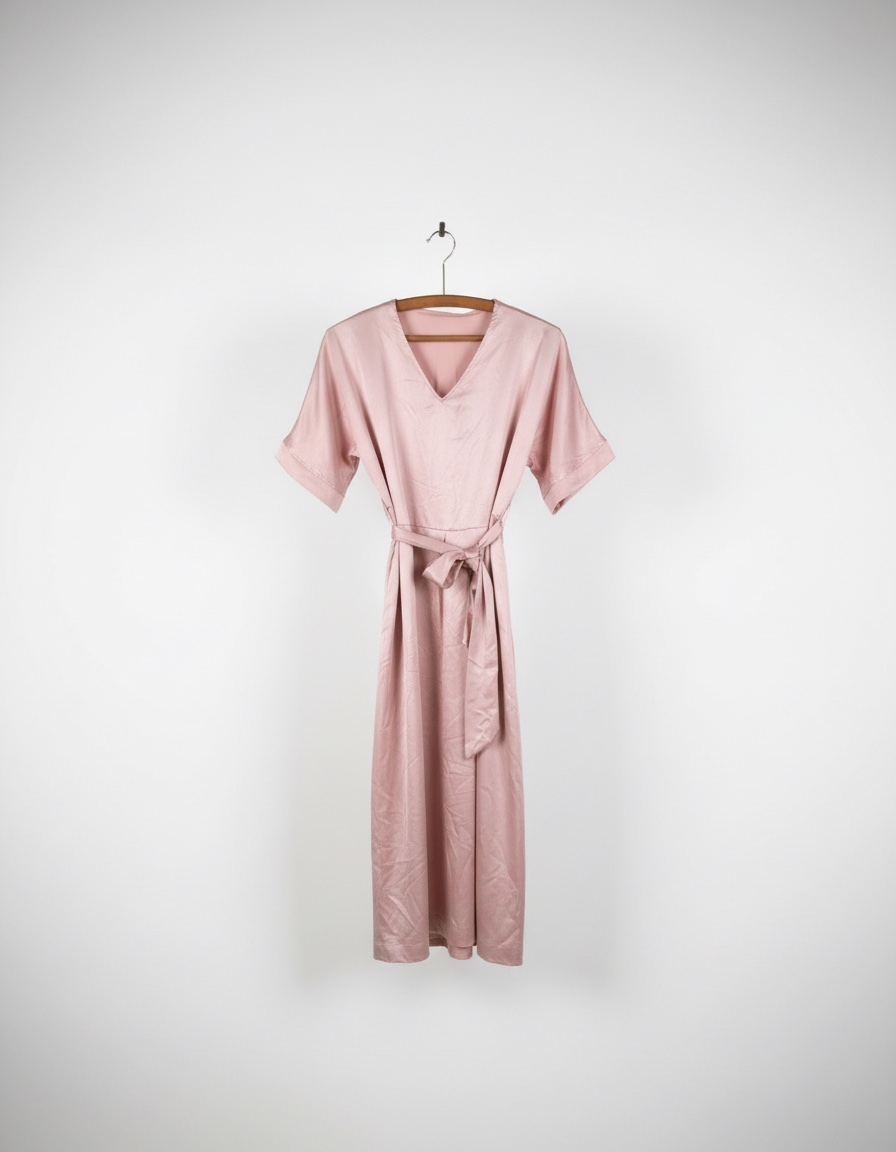 Robe satineé rose pâle