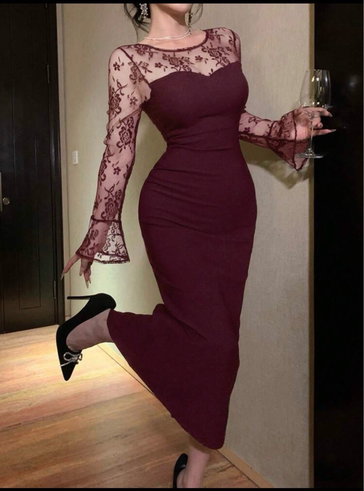 Robe soiré rouge bordeaux